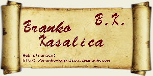 Branko Kasalica vizit kartica